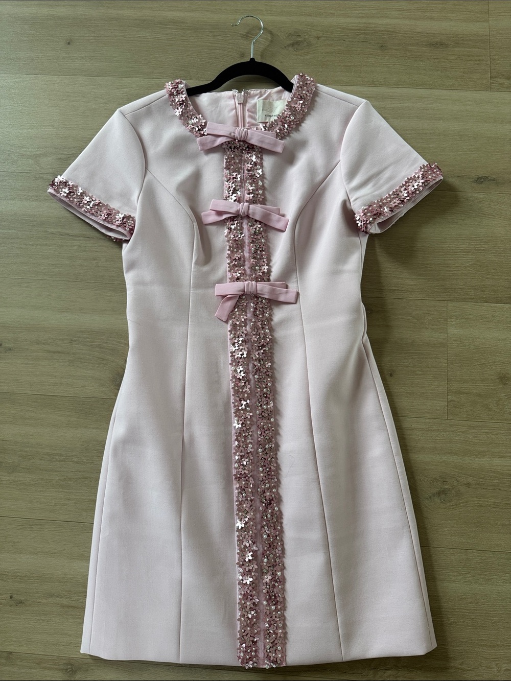Maelle Floral Sequin Trim Bow Dress